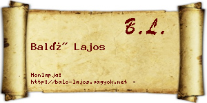 Baló Lajos névjegykártya